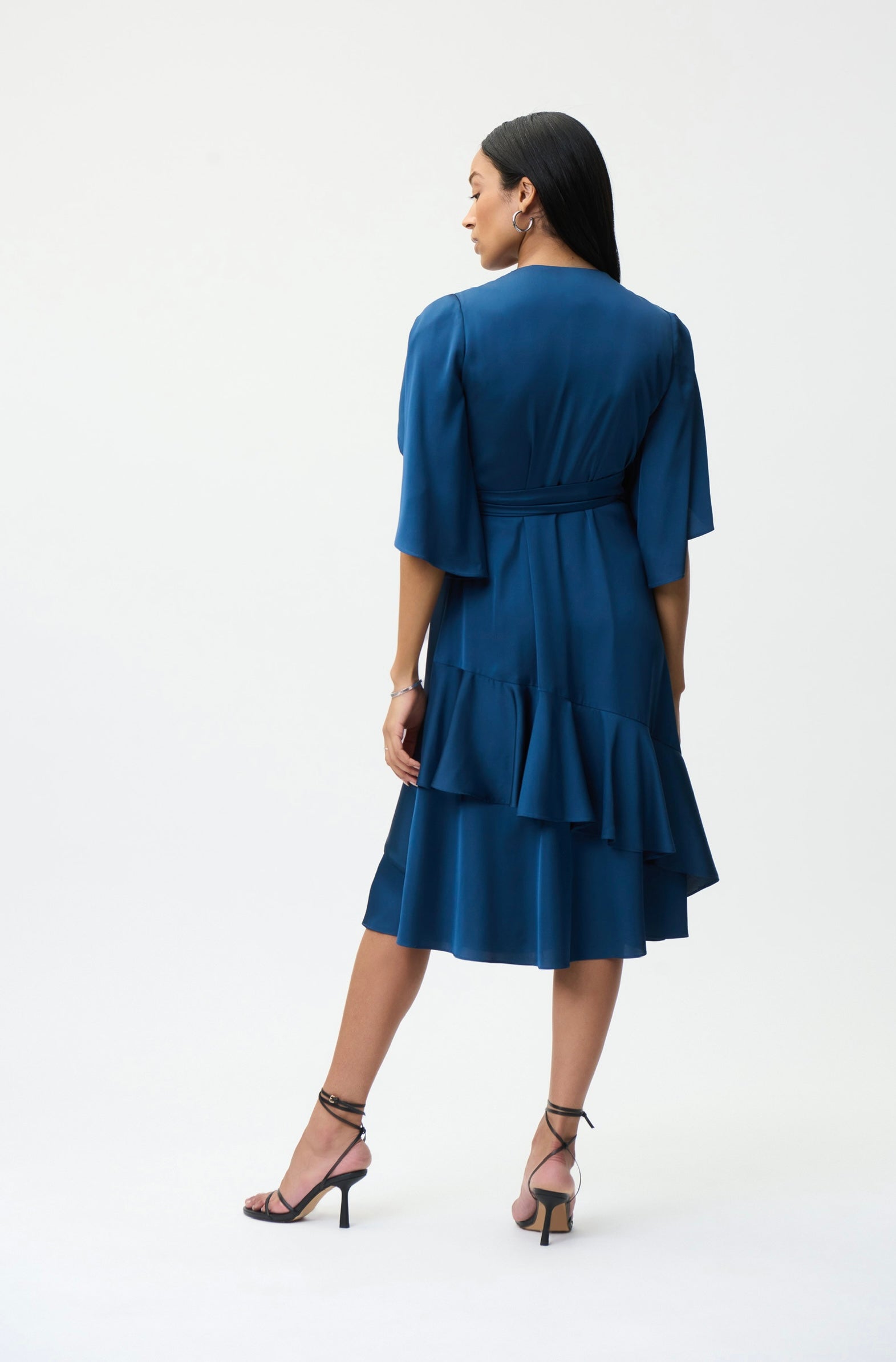 Joseph Ribkoff Ruffle Dress Joseph Ribkoff Satin Ruffle Wrap Dress – Kachoo Giftware